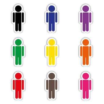 Set of male pictogram stickers