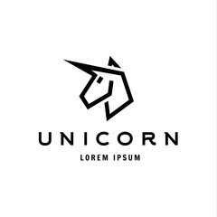Unicorn logo icon style trend beautifully flat silhouette vector © DesignerVectoros