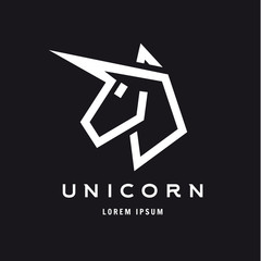 Unicorn logo icon style trend beautifully flat silhouette vector