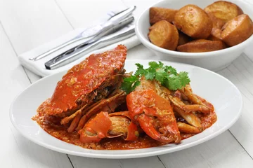 Wandcirkels aluminium singapore chili crab with fried mantou © uckyo