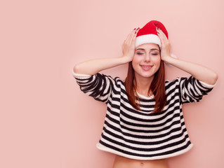 girl in Santa Claus hat