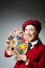 Fototapeta premium Funny artist working in the studio