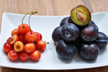 Plums with cherries