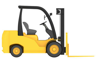 render 3d of forklift truck in front projection