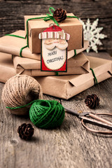 Fototapeta premium wrapping Christmas presents