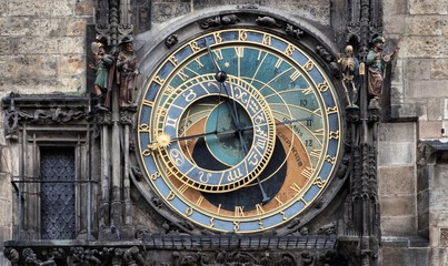 The Astronomical Clock at Old City Hall at the Market Square in Prague, Czech Republc