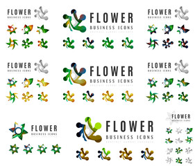 Set of company logotype branding designs, flower blooming