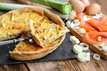 tarte au poireau et saumon
