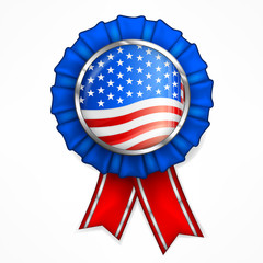 American award quality badge with ribbon, vector illustration