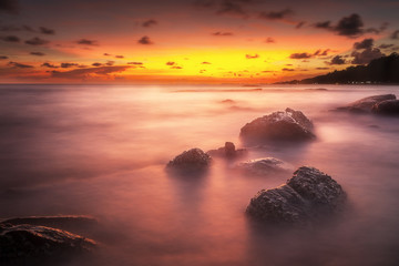 Fototapeta na wymiar Seascape during sunset. Beautiful natural seascape