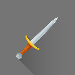 vector flat style medieval battle dagger illustration icon.