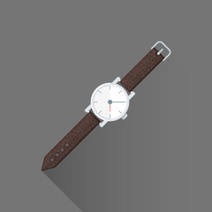 vector flat style men's wrist watch illustration icon.