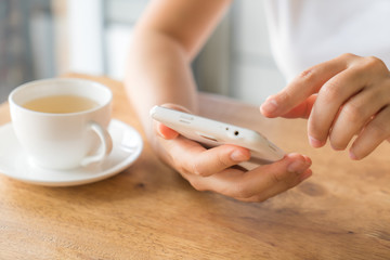 Hand touch the Screen on the Smart Phone