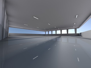  Empty underground parking area 3D rendering