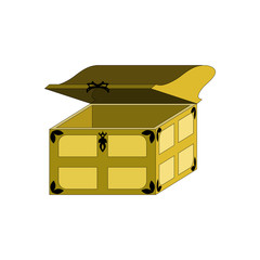 Open the trunk, decorated with a pattern. wooden chest for your design