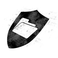 Finance concept: Folder With Shield on Digital background
