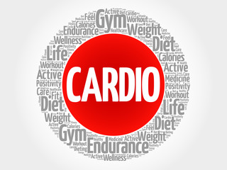 CARDIO circle stamp word cloud, fitness, sport, health concept