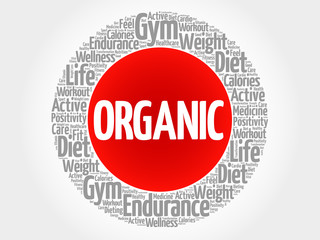 ORGANIC circle stamp word cloud, fitness, sport, health concept