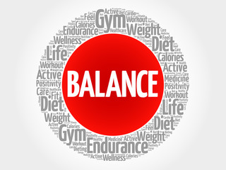BALANCE circle stamp word cloud, fitness, sport, health concept