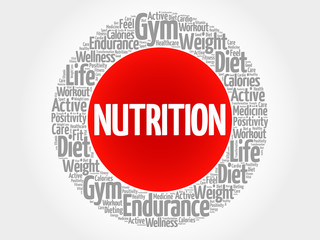 Nutrition circle stamp word cloud, fitness, sport, health concept