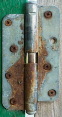 Old painted rusty hinge