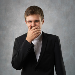 man is loughing and smile