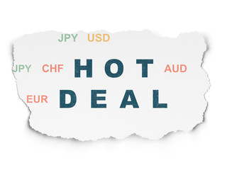 Finance concept: Hot Deal on Torn Paper background