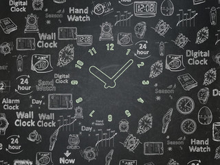 Time concept: Clock on School Board background