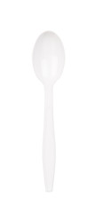 White plastic spoon isolated on white background