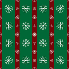 Floral snowflakes green red stripes Christmas background pattern