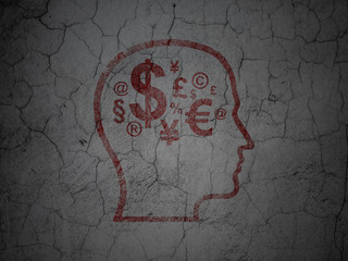 Advertising concept: Head With Finance Symbol on grunge wall