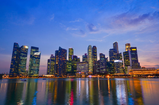 Skyline of Singapore building at twilight