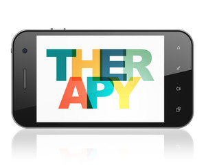 Health concept: Smartphone with Therapy on  display