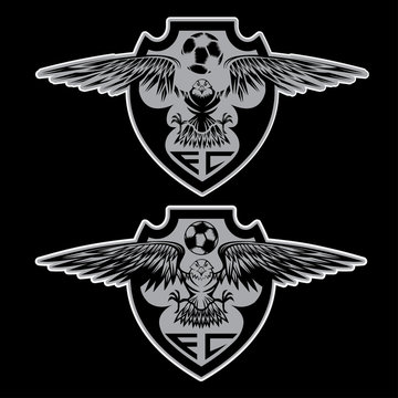 football team crests set with eagles vector design template