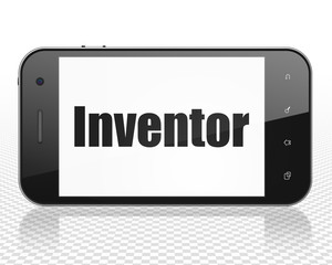 Science concept: Smartphone with Inventor on display