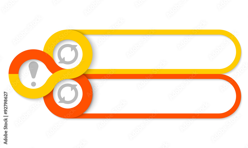 Poster two frames for your text and circular areas for icons