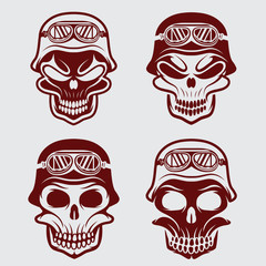 skull in helmet set, biker theme vector design template