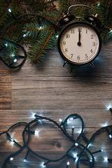Alarm clock and christmas lights