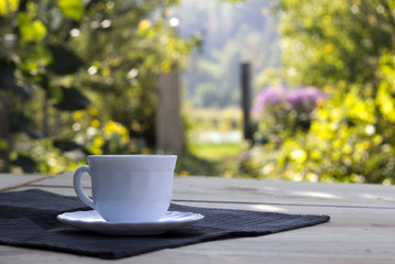 cup of tea in the garden