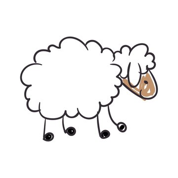 Vector Illustration of a Children's Drawing of a Sheep