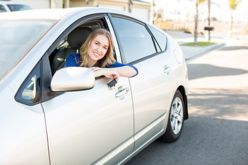 woman in car