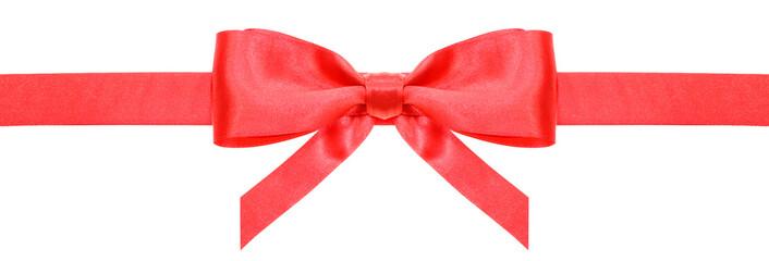 red ribbon and symmetric bow with vertical ends