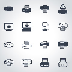 Vector black printer icon set