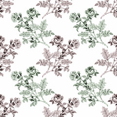 Seamless pattern with Beautiful flowers, Watercolor painting