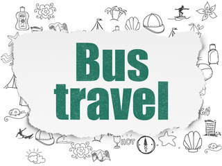 Travel concept: Bus Travel on Torn Paper background