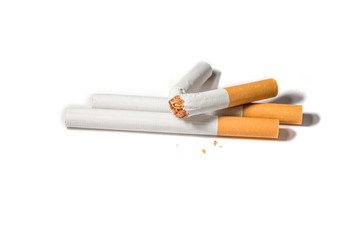 Cigarette tobacco with a filter is broken