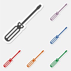 Screwdriver vector icon stickers set