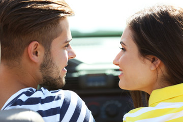 Couple in the car outside
