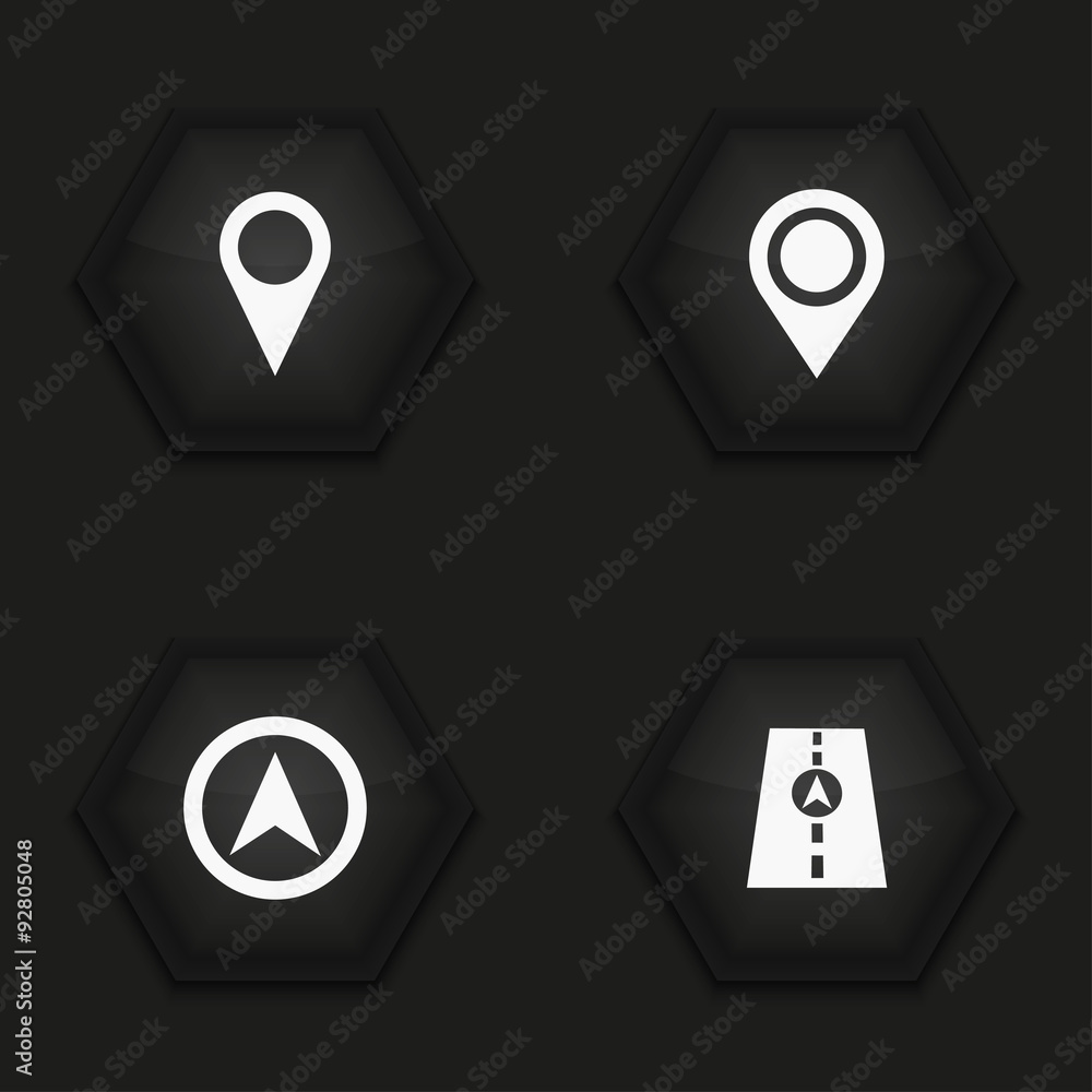 Fototapete vector modern map pointer icons set