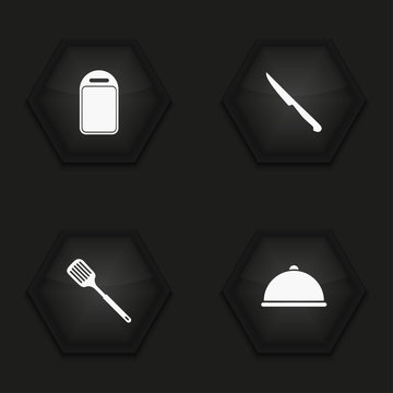 Vector modern kitchen appliances icons set 